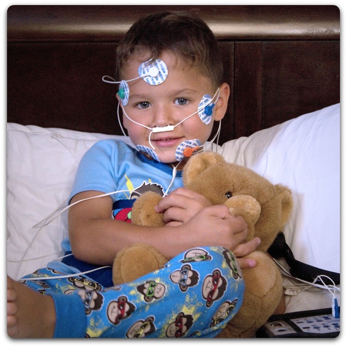 Child having an in-center sleep study