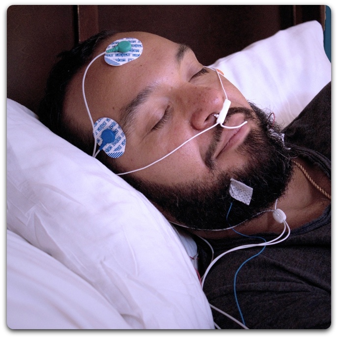 Man having in-center sleep study